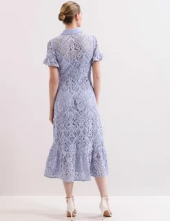Lace Collared Midi Shirt Dress