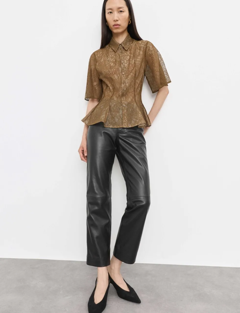 Lace Collared Waisted Shirt