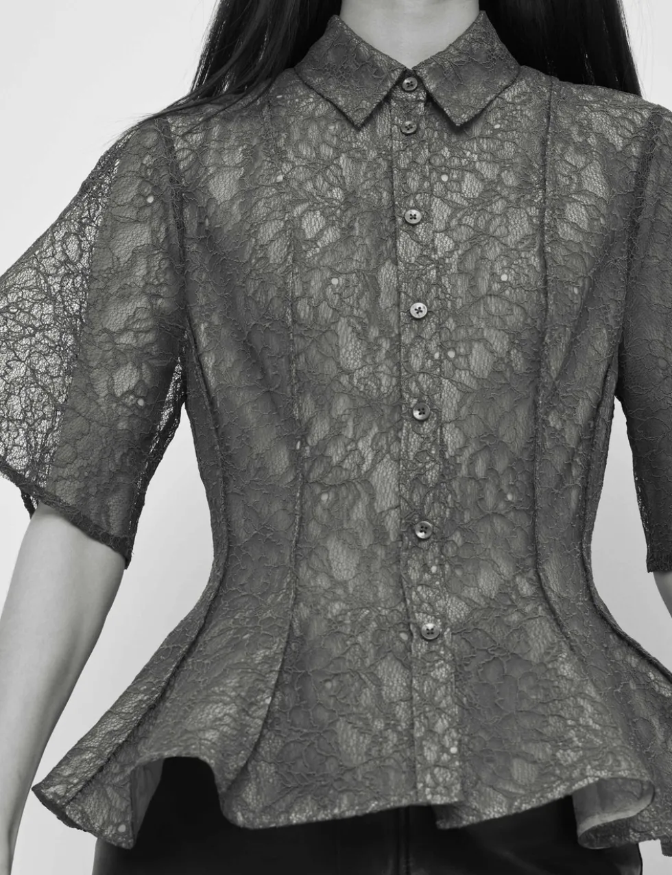 Lace Collared Waisted Shirt