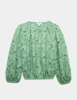 Lace Cutwork Detail Blouse