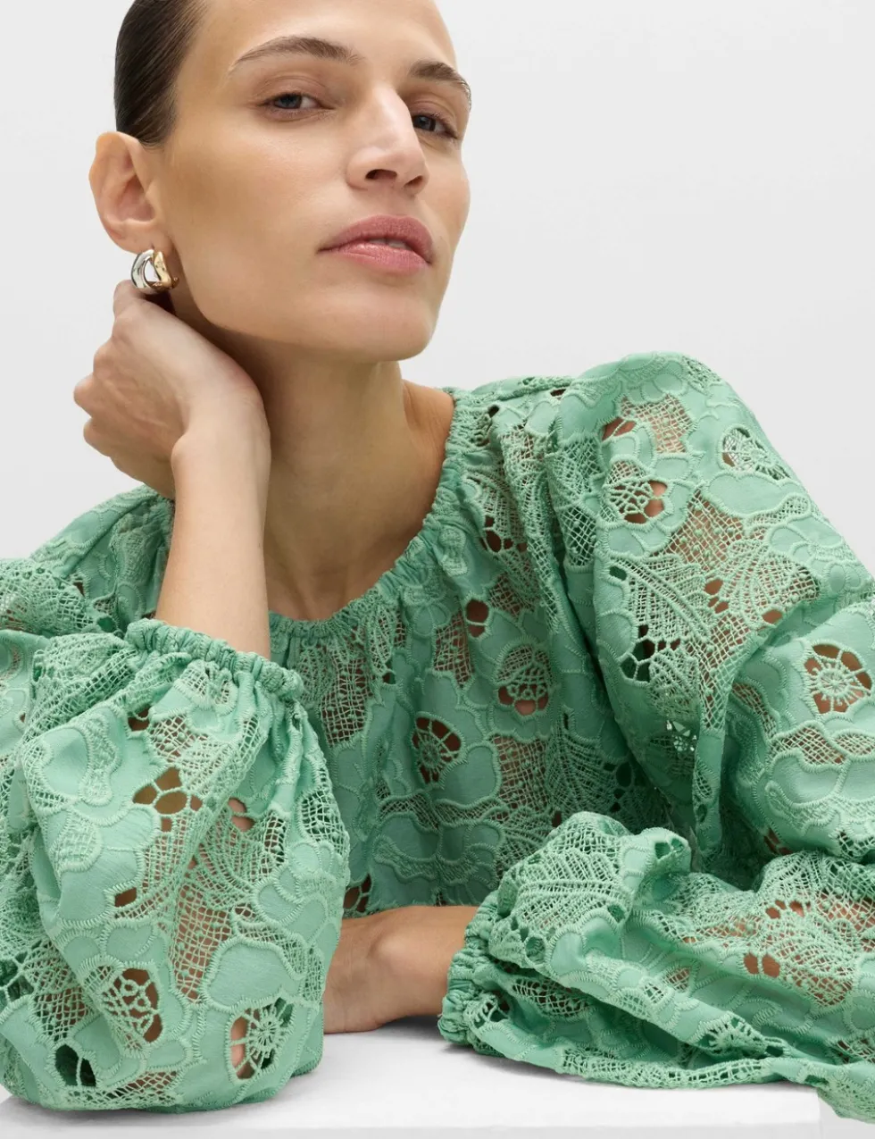 Lace Cutwork Detail Blouse