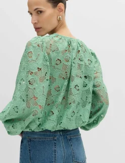 Lace Cutwork Detail Blouse