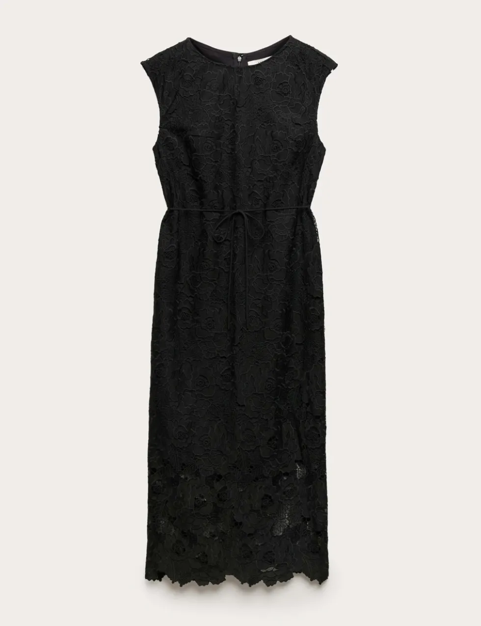 Lace Cutwork Detail Midi Column Dress