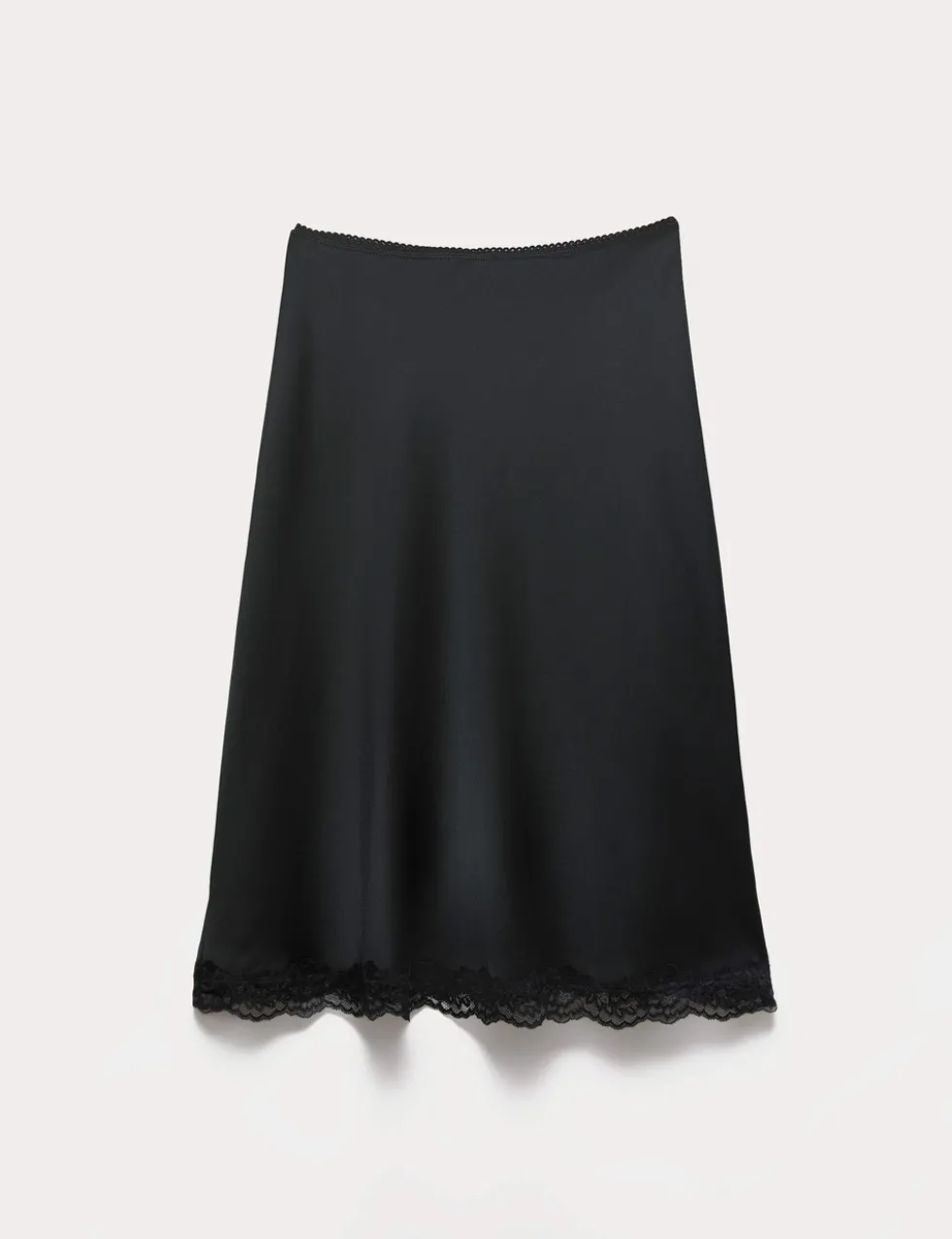 Lace Detail Knee Length Slip Skirt