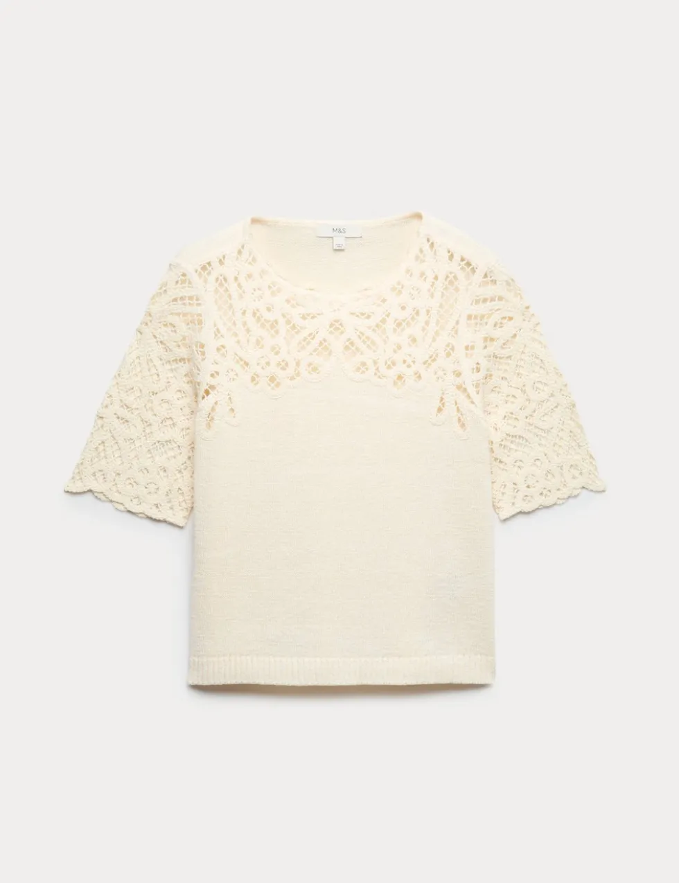 Lace Detail Knitted Top With Cotton