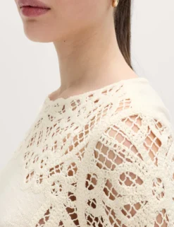 Lace Detail Knitted Top With Cotton