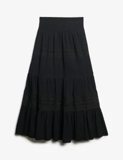 Lace Detail Maxi Tiered Skirt