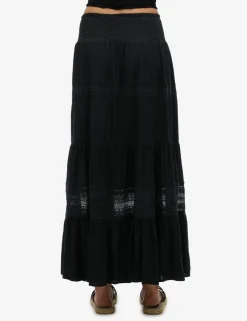 Lace Detail Maxi Tiered Skirt