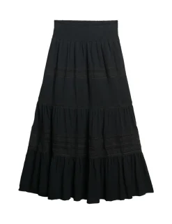Lace Detail Maxi Tiered Skirt
