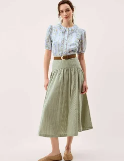 Lace Floral Collared Puff Sleeve Blouse