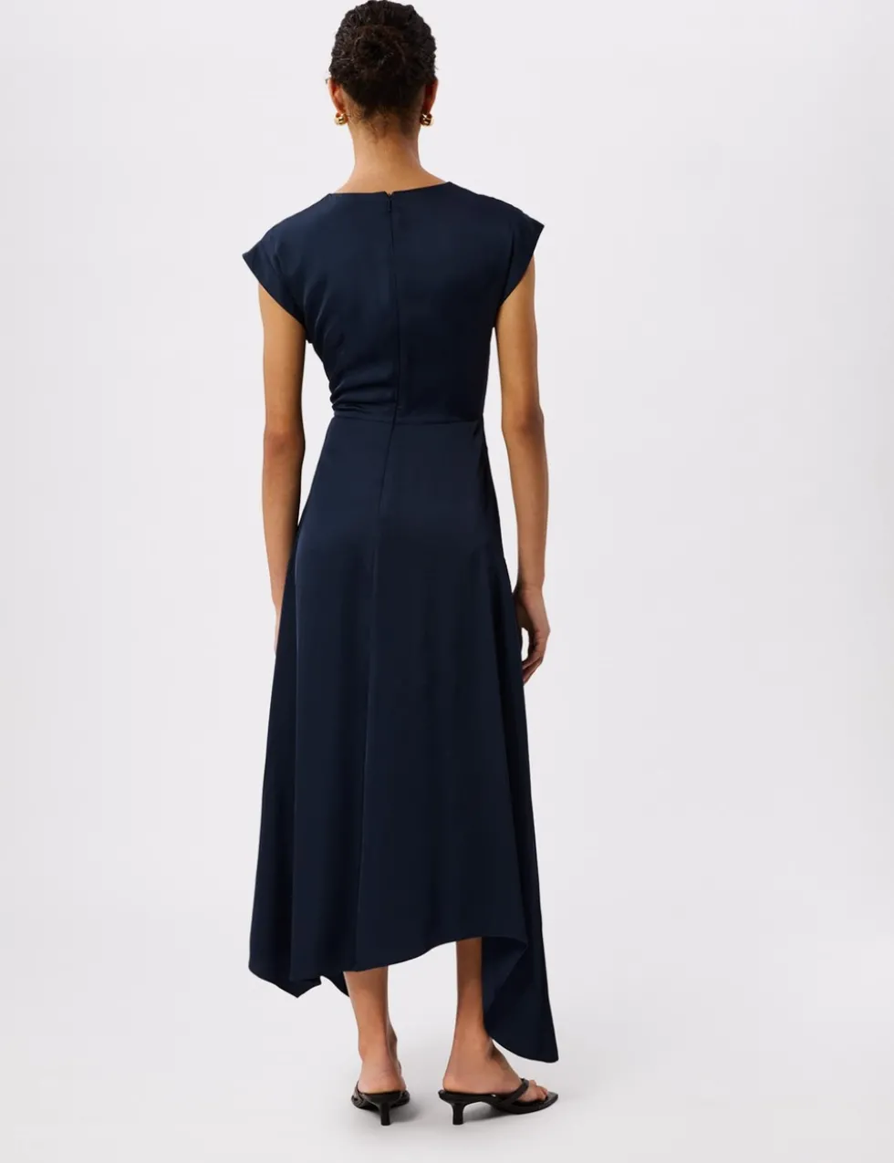 Lace Insert Crew Neck Midi Column Dress