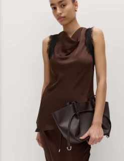 Lace Insert Draped Top