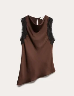 Lace Insert Draped Top