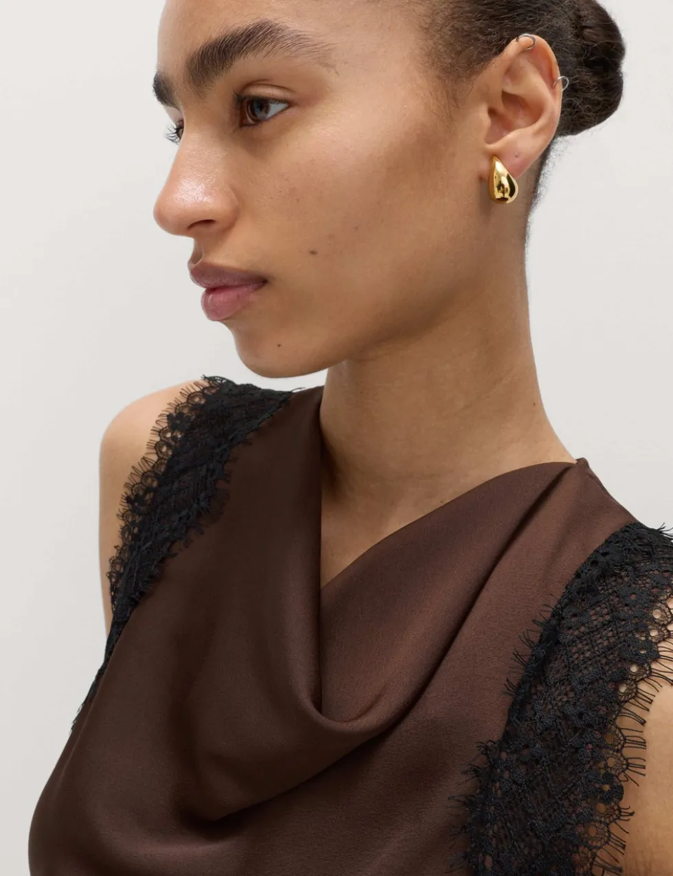 Lace Insert Draped Top