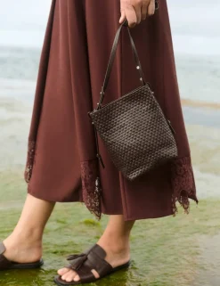 Lace Insert Midi Skirt