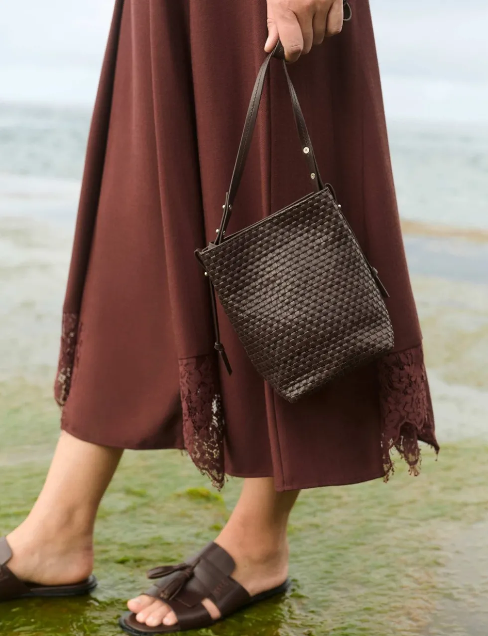 Lace Insert Midi Skirt