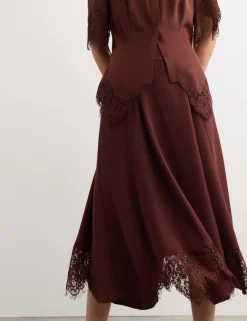 Lace Insert Midi Skirt