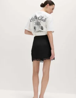 Lace Insert Mini Slip Skirt