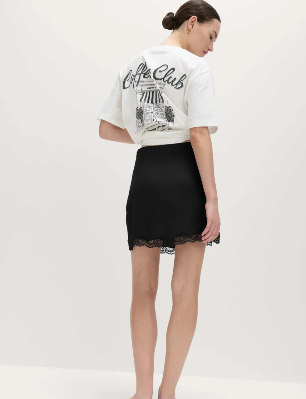 Lace Insert Mini Slip Skirt