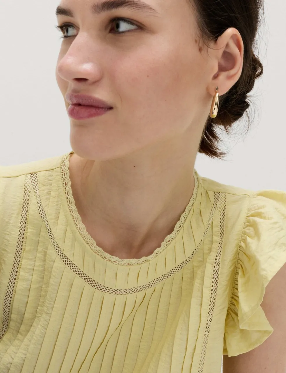 Lace Insert Ruffle Top