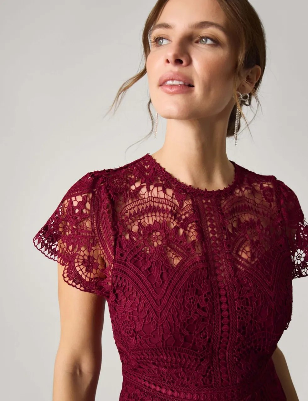 Lace Midi Waisted Dress