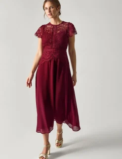 Lace Midi Waisted Dress