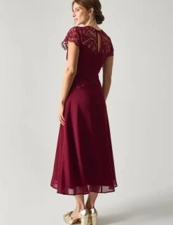 Lace Midi Waisted Dress