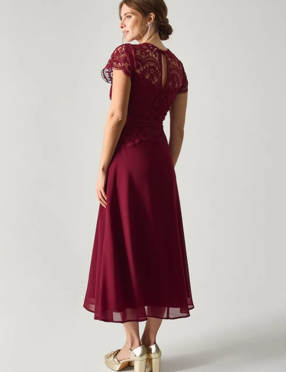 Lace Midi Waisted Dress