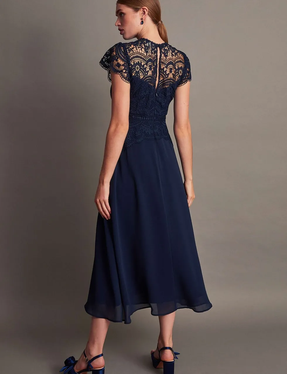 Lace Midi Waisted Dress