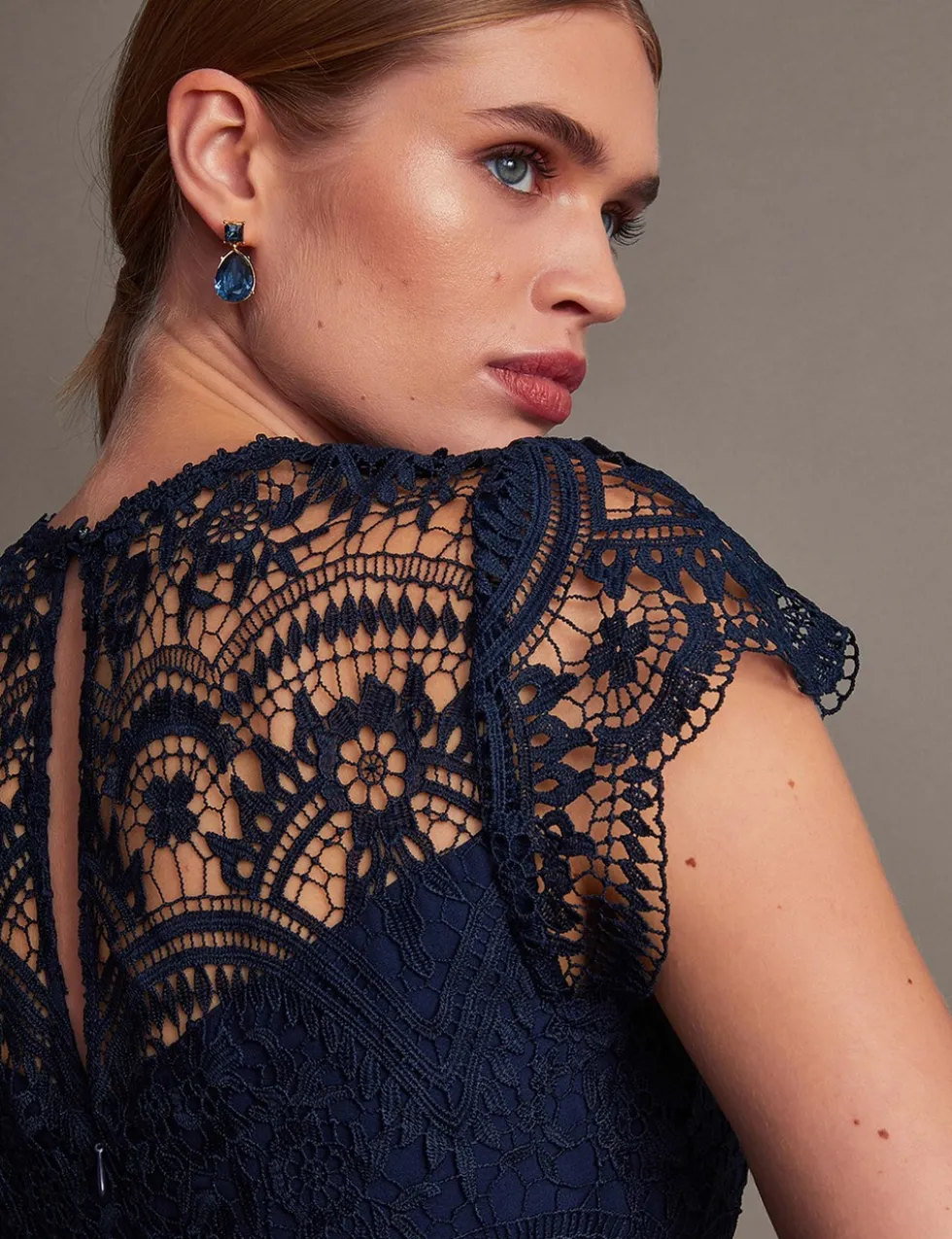 Lace Midi Waisted Dress