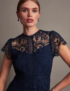 Lace Midi Waisted Dress