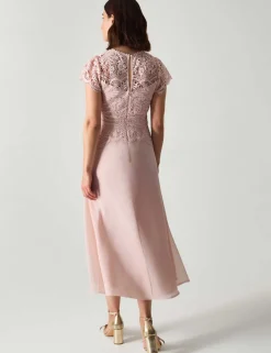 Lace Midi Waisted Dress