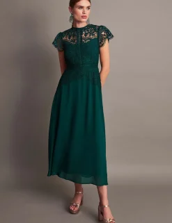 Lace Midi Waisted Dress