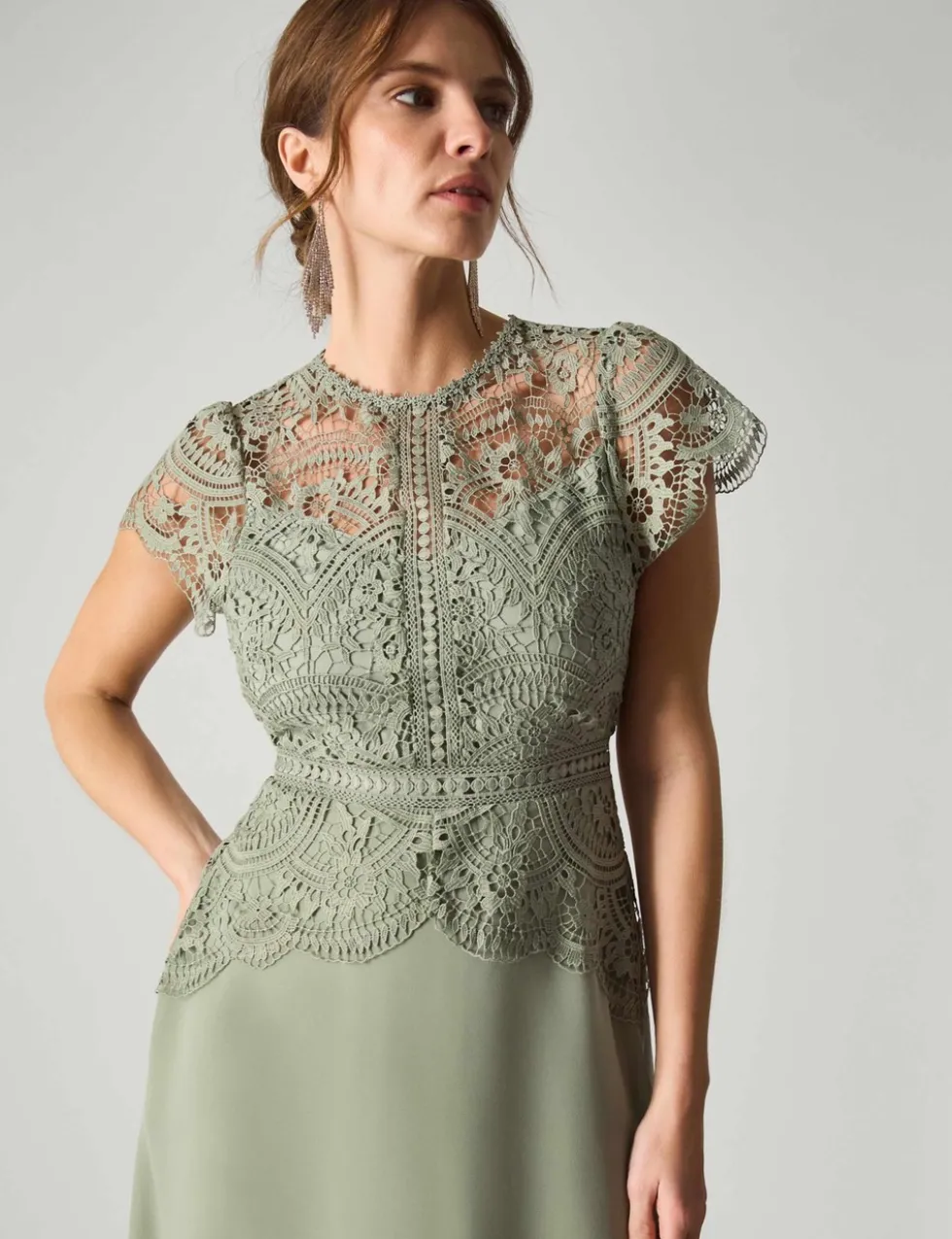 Lace Midi Waisted Dress