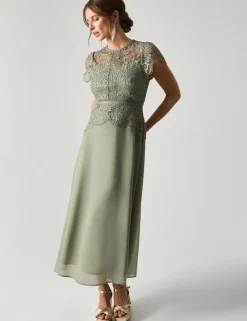 Lace Midi Waisted Dress
