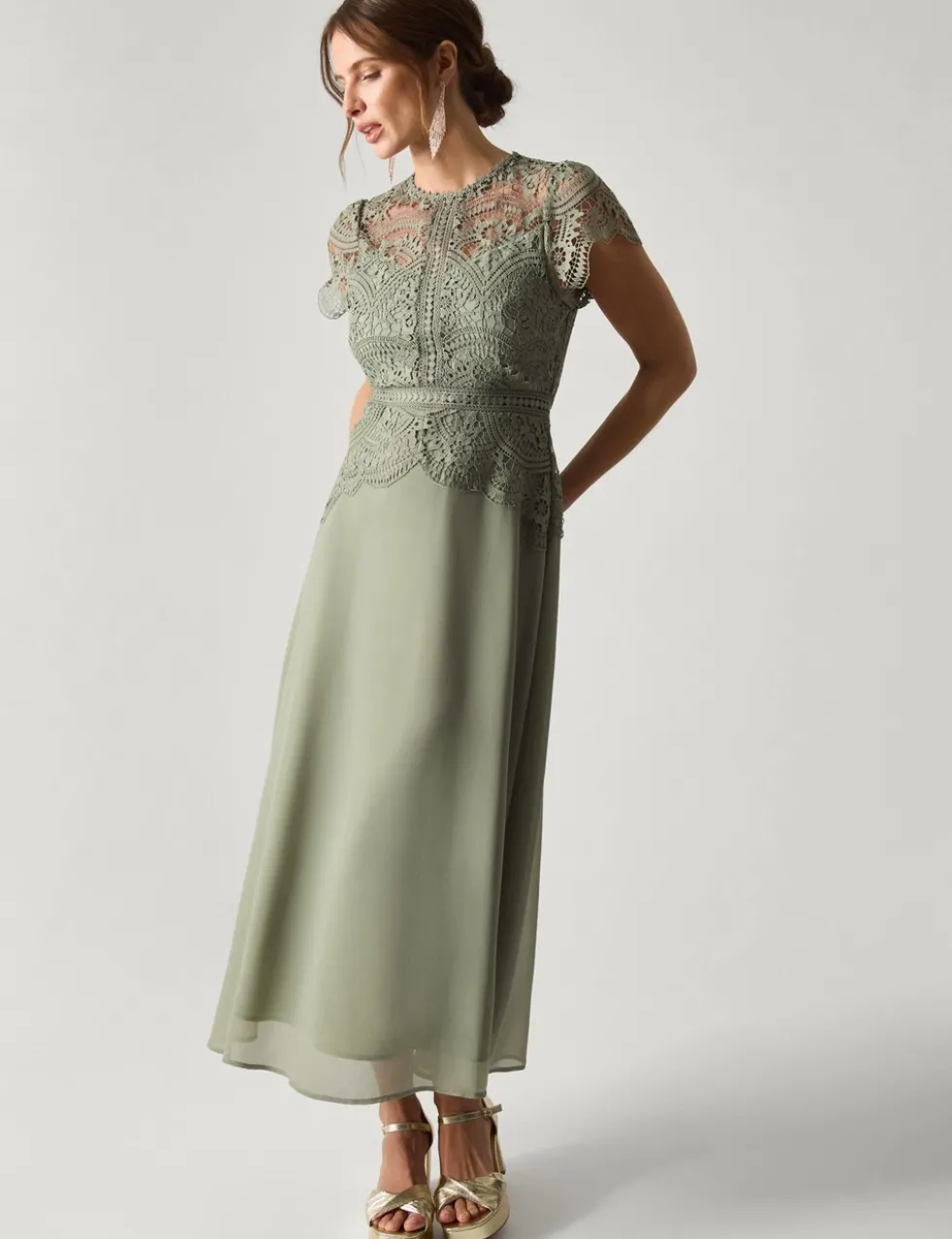 Lace Midi Waisted Dress