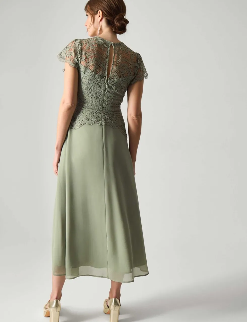 Lace Midi Waisted Dress