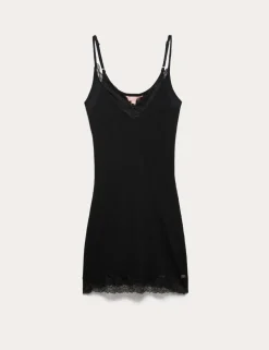 Lace Ribbed Chemise with Wool
