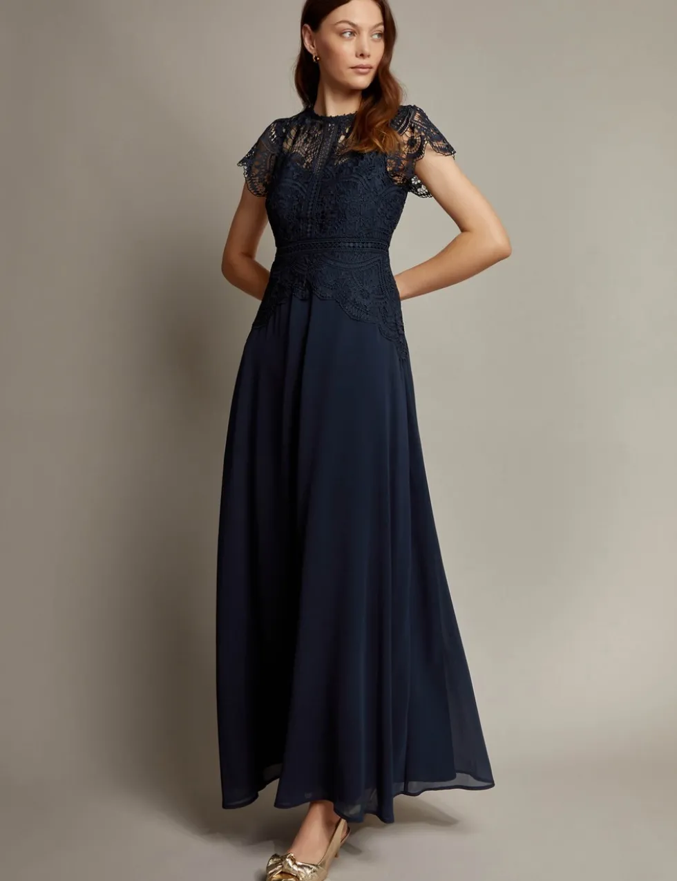 Lace Round Neck Maxi Dress