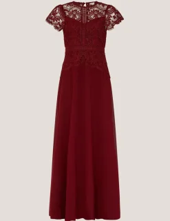 Lace Round Neck Maxi Skater Dress