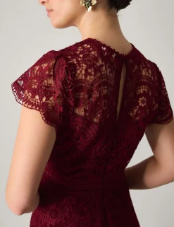 Lace Round Neck Maxi Skater Dress