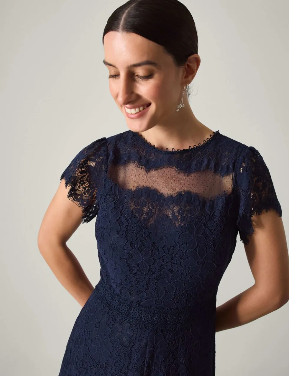 Lace Scoop Neck Maxi Skater Dress