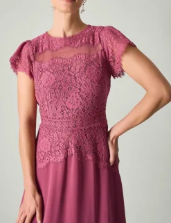 Lace Scoop Neck Maxi Skater Dress