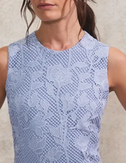 Lace Textured High Neck Midaxi Column Dress