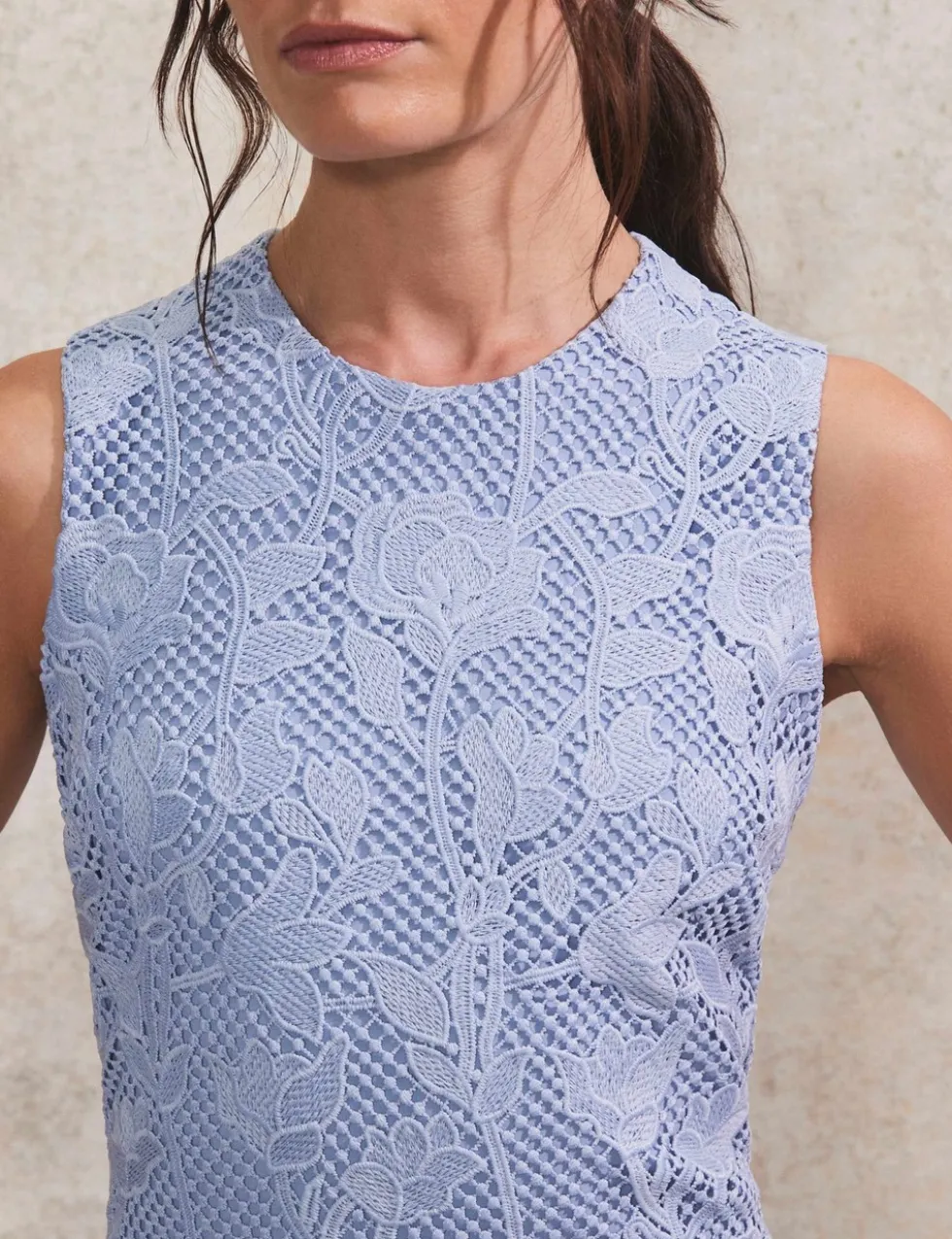 Lace Textured High Neck Midaxi Column Dress