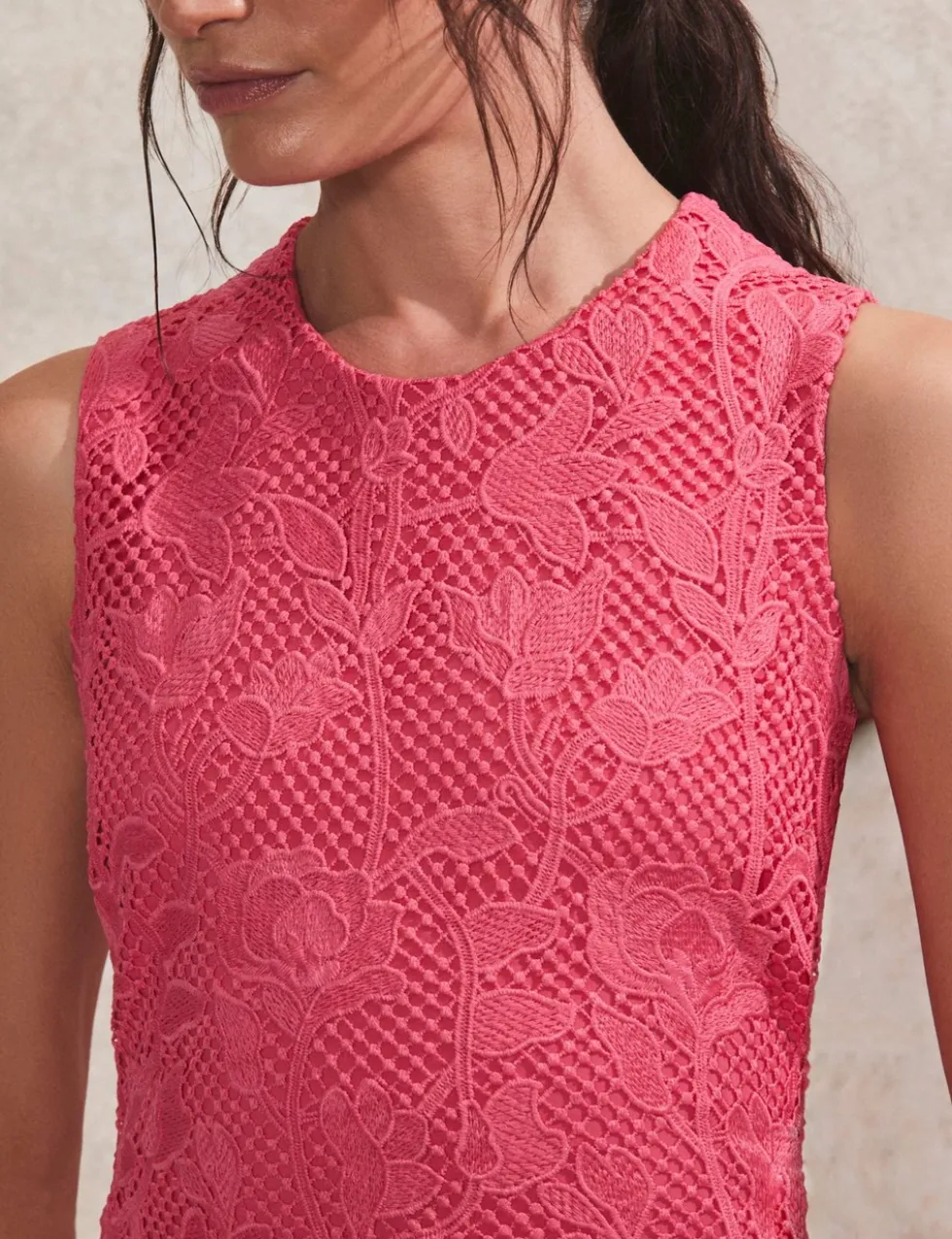 Lace Textured High Neck Midaxi Column Dress