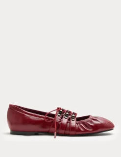 Lace Up Flat Ballet Pumps