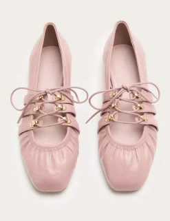 Lace Up Flat Ballet Pumps