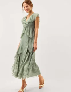 Lace V-Neck Midaxi Tea Dress