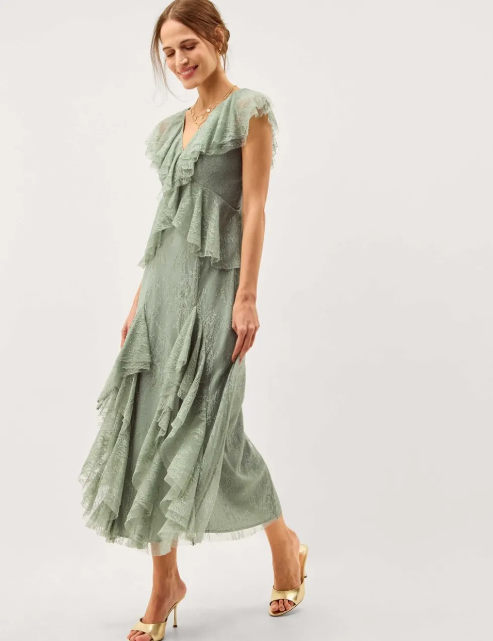 Lace V-Neck Midaxi Tea Dress